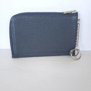 STREAM Coin Purse Leather Change Key Ring Navy Blue Small Pouch Card Wallet